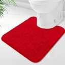 BOANKODU Toilet Rugs U-Shaped,Super Absorbent Chenille Bathroom Rugs and Strong PVC Non-Slip Backing for Toilets Rug Set,Machine Washable,Bath Mats for Bathrooms,20"x 20",Red