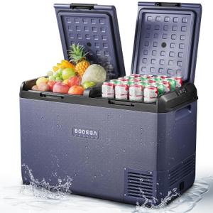 BODEGACOOLER 12 Volt Refrigerator, 100QT(95L) IPX4 Waterproof Electric Cooler, Car Fridge Dual Zone APP Control with 12/24V DC 110-240V AC, -4~68, Portable Freezer for Camping,Travel,RV,Road Trips