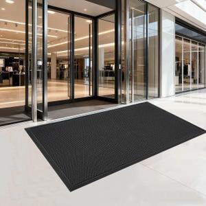 3' X 4' Extra Large Front Door Mat Outside Entrance, Commercial Floor Rubber Entrance Mat, Non-Slip Dirt Trapper Mud Mat for Entryway, TPE Heavy Duty Sturdy High Elastic Mats for Indoor Outdoor