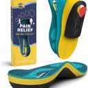 WalkHero Heavy Duty Arch Support Insoles, 220+lbs Plantar Fasciitis Orthotics Inserts for Pain Relief, Flat Feet Orthotic Inserts with Cushioning (Mens 12-12.5 | Womens 14-14.5, Coral Green)