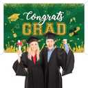 3 x Green Gold Graduation Banner Backdrop Class of 2026 Graduation Party Decorations Supplies Congrats Grad Fabric Backdrop Background for High School College University Indoor Outdoor 71 x 43 in