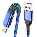 Durcord USB A Liightning Cable Compatible with Phone, 6 Foot Fast Charging Cord, Blue, 2-Pack