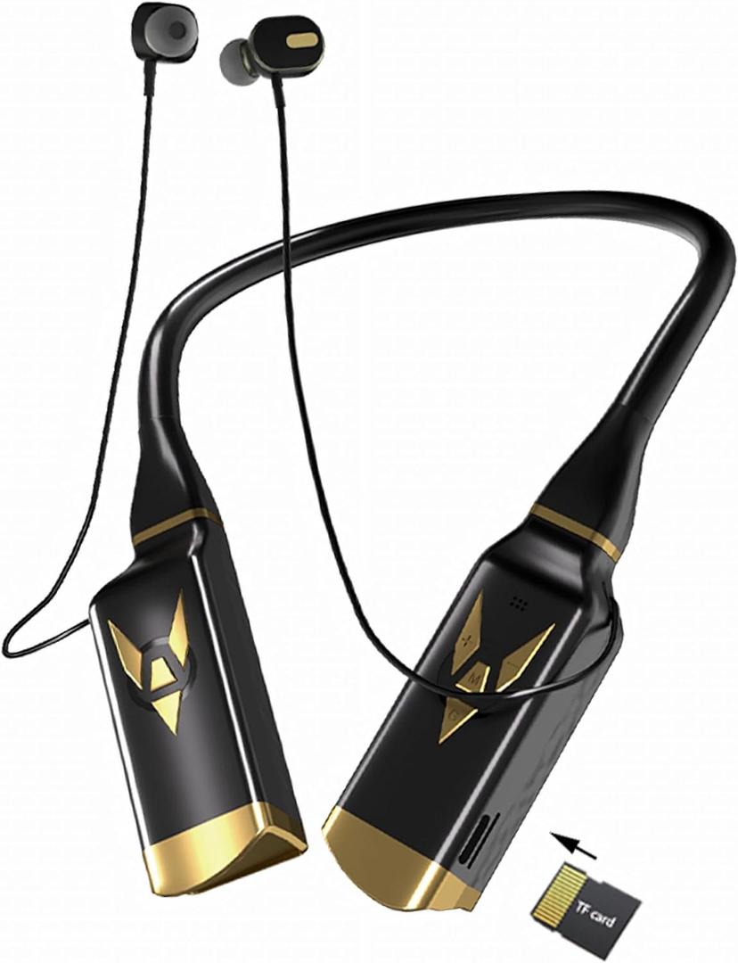 Neckband Bluetooth Earbuds, Wireless Bluetooth 5.4 Headphones with Microphone, 100H playtime,MP3 playback function, Karaoke function,various sound effects, Earphones for music sport + one TF card