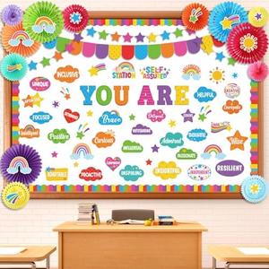 Funrous Affirmation Station Bulletin Board Set Motivational Classroom Bulletin Board Decorations Positive Affirmations Accents Cutouts for Back to School Classroom Office Wall Decor(Color 2,Rainbow), Set of 2 Funrous Affirmation Station Bulletin Board Set Motivational Classroom Bulletin Board Decorations Positive Affirmations Accents Cutouts for Back to School Classroom Office Wall Decor(Color 2,Rainbow), Set of 2