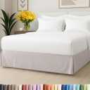 Pleated Bed Skirt King Size - 3 Sided Pleated Bed Skirt King - Ultra-Soft, Easy Fit with 15 Inch Tailored Drop - Hotel Quality, Wrinkle & Fade Resistant - for Women, Men, Kids and Teens - Light Grey