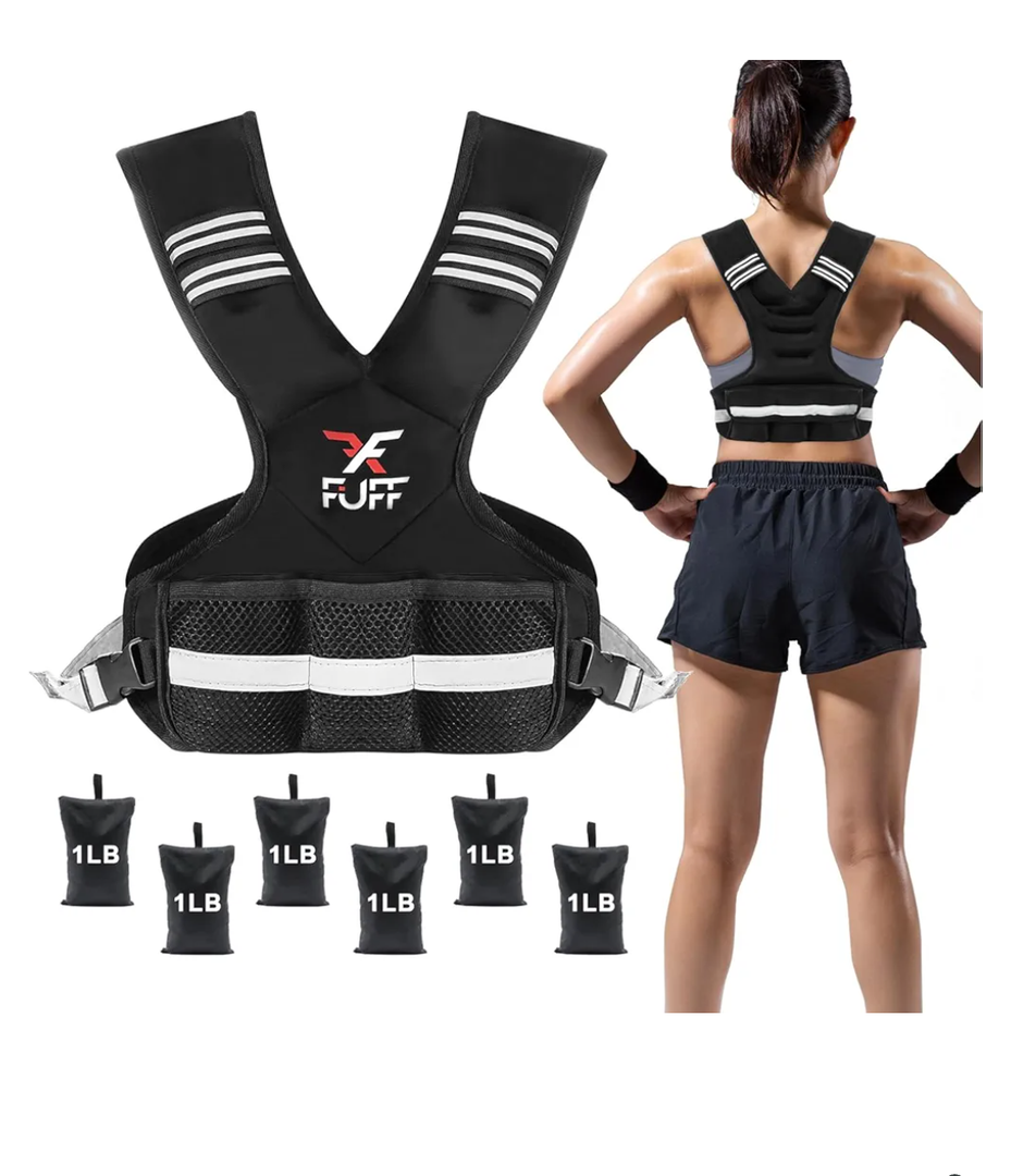Adjustable Weighted Vest for Women & Men, 4-10lb Vest with 6 Ironsand Weights for Strength Training,Weight Vest with Reflective Strip for Running Walking Exercise Workout