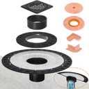 Shower Drain Kit 2 Inch Integrated Shower Flange Kit Compatible with Schluter Systems Kerdi Drain, ABS Shower Drain Base Flange with 304 Stainless Steel 4'' Drain Grate and Waterproof Seals