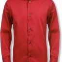Calvin Klein boys Long Sleeve Sateen Dress Shirt, Button-down Style With Cuffs & Shirttail Hem (12, Dark Red)