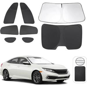 Window Shades for Honda Civic 2016-2021 Accessories Car Side Full Windows Rear Triangular Windshield Sun Shade Sun UV Rays & Privacy Protection for Camping,Napping,and Relaxing 8PCS