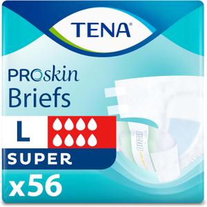 TENA Proskin Incontinence Super Briefs, Adult Diapers, Super Absorbency, Bladder Leaks Control, Large, 56 count