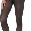 Fleece Lined Tights Sheer Women - Fake Translucent Warm Pantyhose Leggings Sheer Thick Tights for Winter (M, Black)