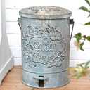 Z&Z ornamentorum Outdoor Small Trash Can with Lid Dog Poop Trash Can Outside for Kitchen Park Garden and Pedal Round Touchless Garbage with Flower and Bird Patterns (Pink)