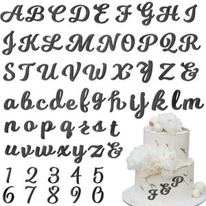 Jspupifip 64 Pcs Acrylic Cake Alphabet Numbers Topper, Mirror Number 0-9 and Alphabet A-Z Personalized Cake Picks Decor Anniversary Wedding Baby Shower Party Supplies(Black)