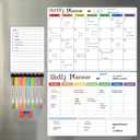 Hivillexun Magnetic Dry Erase Calendar Whiteboard Set (3-Pack) for Fridge, Wall, and Refrigerator Organization Monthly, Weekly, and Daily Planners with 8 Markers and Eraser