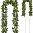 2 Pcs Hawaiian Luau Maile and Pikake Lei Graduation Lei Hawaiian Maile Lei Artificial for Wedding Graduation Party, 4.9 ft