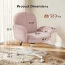 HUANUO Criss Cross Office Chair for Women, Cross Legged Desk Chair with Adjustable Armrests, Soft Corduroy Fabric for Small Spaces, Petite Home Office Computer Chair for Girls, Pink