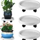 3 Pack Plant Caddy with Wheels Rolling Plant Stand with Wheels 13 Inch Plant Dolly Heavy Duty Large Potted Plant Mover with Casters for Indoor and Outdoor, White