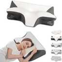 Cervical Pillow for Neck Pain Relief, Ergonomic Contour Orthopedic Pillow for Sleeping Shoulder Pain & Support, Cozy Memory Foam Neck Pillow with Pillowcase for Side Back Stomach Sleeper(Black)