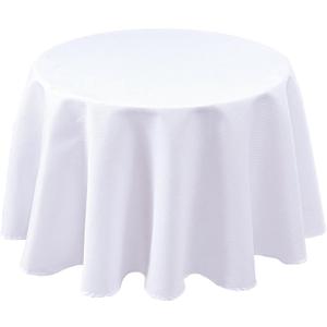 Biscaynebay Textured Fabric Round Tablecloths 60 Inches for Tables diameters from 28" to 48", White Table Cloth Water Resistant Small Circle Folding Table Covers for Dining Kitchen Wedding Parties