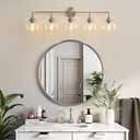 Bathroom Vanity Lights with Clear Glass Shade, E26 Base, Vanity Lighting Fixtures Over Mirror, 39 Inch Vanity Lights for Bathroom (Exclude E26 Bulb) (Brushed Nickel, 5-Lights)