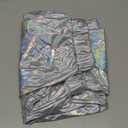 SIAEAMRG Womens Shiny Metallic High Waist Stretchy Jogger Pants, Wet Look Hip Hop Club Wear Holographic Trousers Sweatpant (X-Large, Silver)