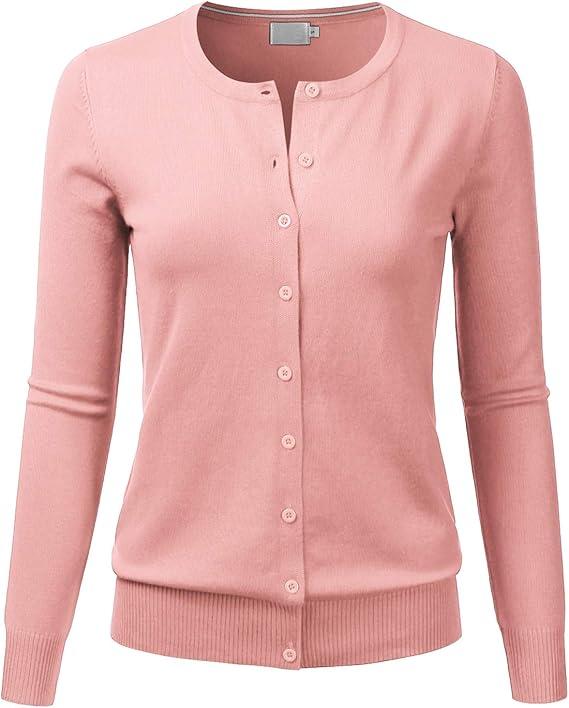 LALABEE Women's Crewneck Long Sleeve Button Down Knit Cardigan Sweater XXL
