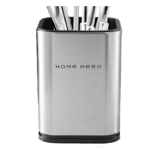 Home Hero Stainless Steel Kitchen Holder and Two Measure Spoons, Silver