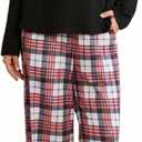 FLYCURVY Women's Pajama Sets 2 Piece Long Sleeve Sleepwear Soft Pj Set Loungewear Plaid Pjs with Pockets XS-L