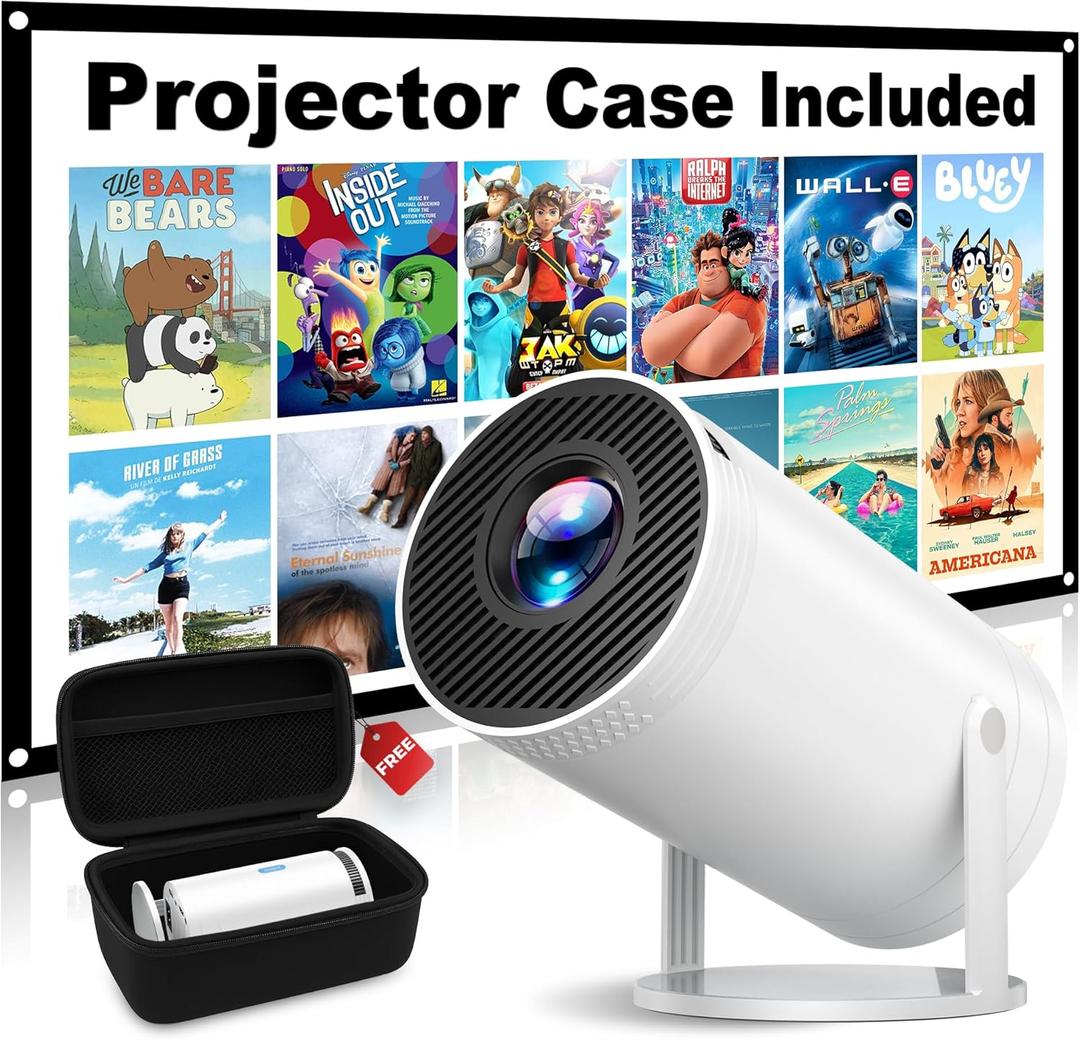 Mini Projector, Native 1080P Portable Projector with Carrying Case, 4K Support, 270Rotatable Outdoor Movie Proyector, Home Theater Projector Compatible with Phone/TV Stick/Laptop/PS4/HDMI/USB