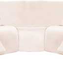 ULTICOR 7-Piece Sectional Recliner Sofa Covers, Velvet Stretch Reclining Couch Covers for Reclining Sofa, Thick, Soft, Washable (Ivory, L Shape 5 Seat Recliner Cover)