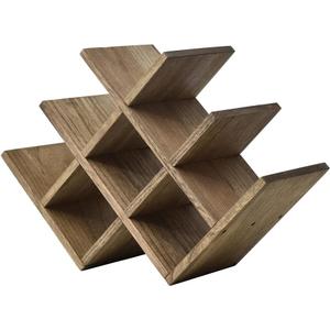 KIRIGEN 8-Bottle Countertop Rack - Bottle Holder for Bar Table/Cabinet Free Standing - Wood 3-Tier Display and Storage Shelves Dark Brown XHJJ3-DBR