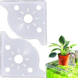 2Pack Clear Aquarium Plant Holder Top Haning Aquarium Corner Shelf Fish Tank Plant Holder for Aquatic Plants Storage Rack Floating Shelves for Fish Tank Decorations Accessories