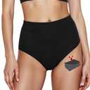 Yorvian Period Swimwear Leakproof Menstrual Swim Bottoms Tankini for Teens Girls Women High Waisted Bikini Swim Bottoms Black Black (Black, XXXL)