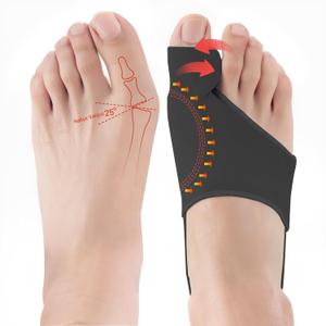 2PCS Bunion Corrector for Women & Men, Adjustable Toe Straightener for Hallux Valgus Wear with Shoes or at Night for Overlapping Toes & Hammertoe Relief(1, Black)
