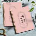 2 x Monthly Planner 2025-2027, 24 Months Planner Calendar 2025-2027, July 2025 - June 2027, Hard cardboard cover A4-8.6"  11.3", 25-27 Monthly Calendar for School Office Home Planning - Pink