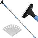 Heavy-Duty Floor Scraper with Long Handle (37''-51.5''), 4-Inch Metal Scraper Cleaning Tool, Comes with 10 Blades, Suitable for Cleaning Walls, Glass, Adhesives, Chewing Gum, and Ceilings, 37in