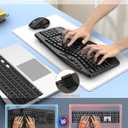 Ergonomic Wireless Keyboard and Mouse Combo, 2.4GHz Full Size Wave Keys Computer Keyboard with Wrist Rest for Natural Typing, Silent 6 Button USB Mouse for Laptop PC Windows Mac