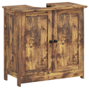 HOMCOM Under Sink Bathroom Cabinet, Pedestal Sink Storage Cabinet with 2 Doors, Shelf and U-Shape, Black