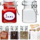 Brajttt Small Glass Jars with Lids,4 oz Spice Jars with Labels,Small Glass Containers with Airtight Hinged Lid for Home Kitchen, Arts & Crafts Projects, Spices, Decoration, Snack Foods (5 Pack)