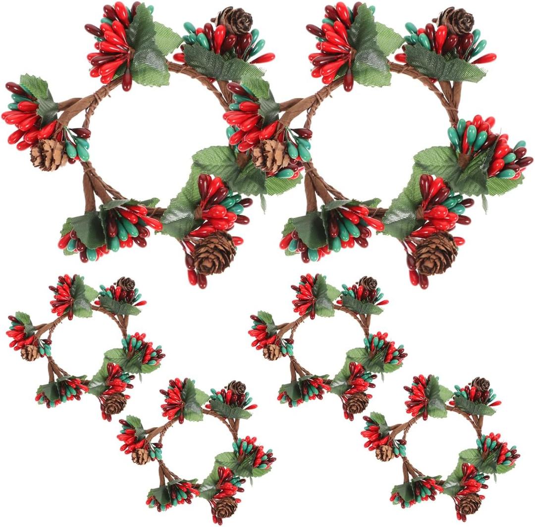 6Pcs Red Berry Artificial Wreath, Valentines Day Wreath,Red Berries for Valentines Day Wedding Festival Decor Indoor Outdoor, Winter Holiday Home Decor