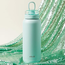 Ello Cooper 32oz Stainless Steel Water Bottle with Straw and Carry Handle, Double Walled and Vacuum Insulated Metal, Leak Proof Locking Lid with Soft Silicone Spout, Reusable, BPA Free, Yucca