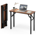 Frylr Small Folding Computer Desk – Portable 35.8 Inch Foldable Laptop Table, Collapsible and Compact for Easy Storage and Fast Setup, Lightweight for Small Spaces, Craft and Study Use, Dark Walnut