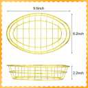Hushee 24 Pcs Gold Wire Bread Basket with 100 Sheets Deli Wrappers Paper 9.5 x 6.2 x 2.2 Inches Metal Bread Box Oval Metal Dinner Roll Baskets Storage for Kitchen Table Fast Food