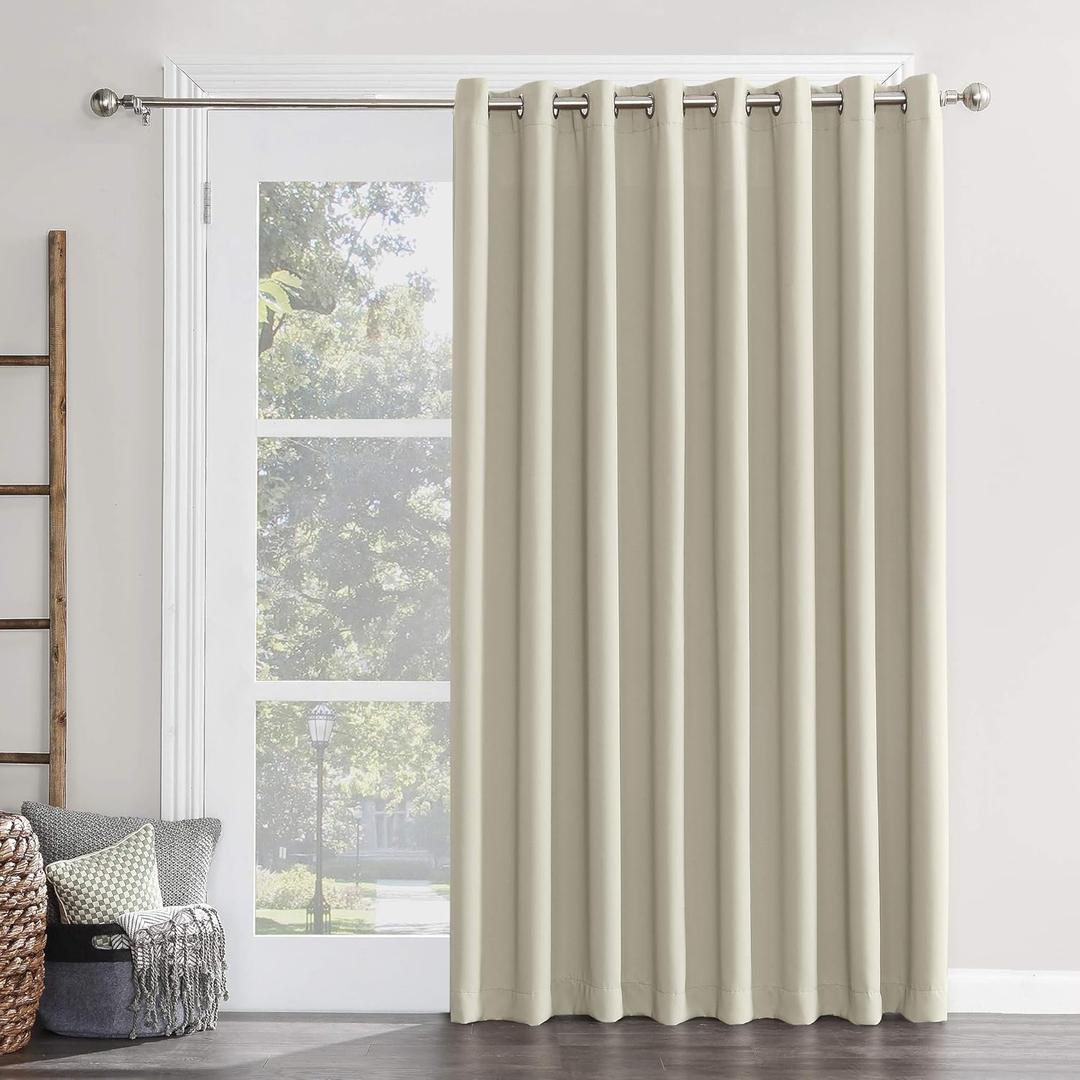 Sun Zero Easton Extra-Wide Blackout Grommet Sliding Patio Door Curtain Panel (84"W x 100"L (Pack of 1), Pearl)