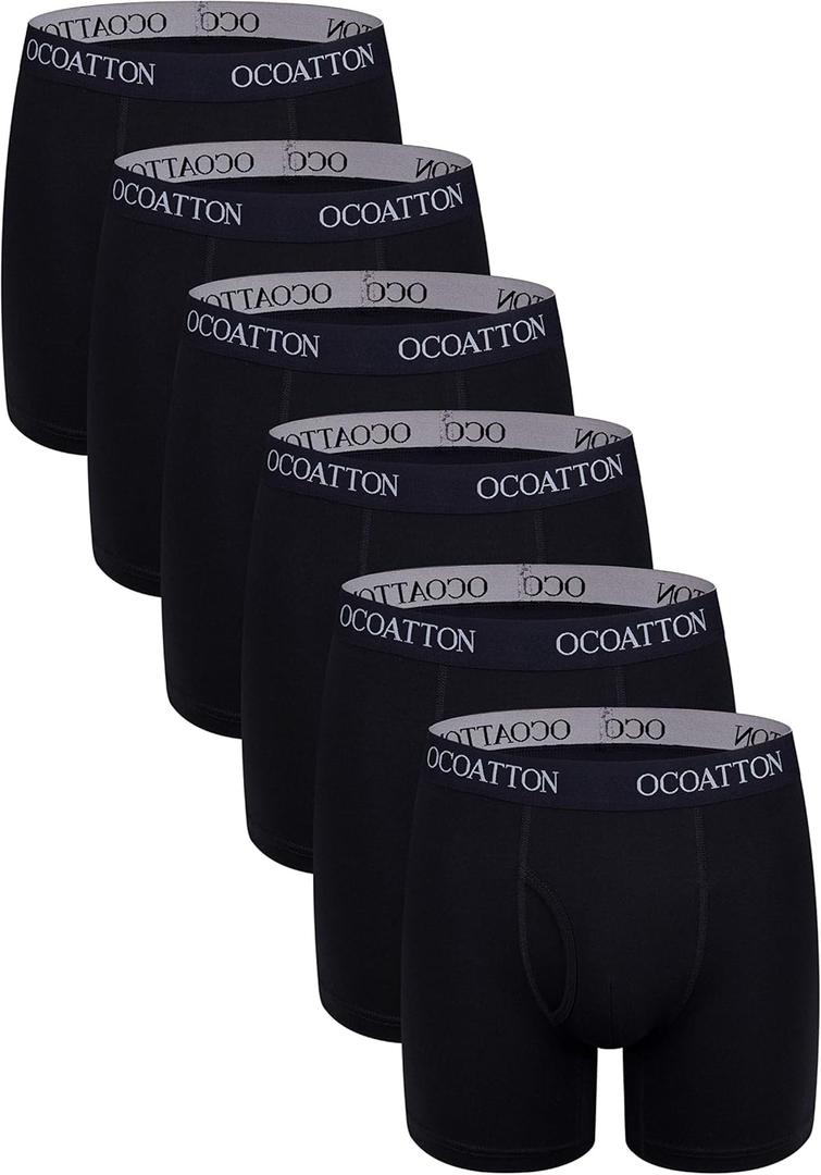 Men's Boxer Briefs Cotton Underwear With Fly 6-Pack (4X-Large Big Tall)