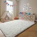 ONASAR Cream White Rugs for Living Room Bedroom, 5x8 Fluffy Bedside Area Rug, Soft Plush Shaggy Indoor Floor Carpet for Nursery Kids Girls Boys Teen Dorm Home Office Decor Aesthetic