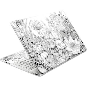 Laptop Skin Decal HP 15.6" - Black White Botanical, Laptop Cover Sticker, No Cutting Required, No Bubble, Waterproof, Scratch Resistant - Including Wide Screen and Wrist Pad