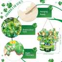 2 x Glenmal St. Patrick's Day Outdoor Decorations Happy Patrick's Day Door Sign Wooden Irish Door Hanger Classic Green Shamrock Wooden Sign for Farmhouse Porch Front Door Outdoor Home Decor