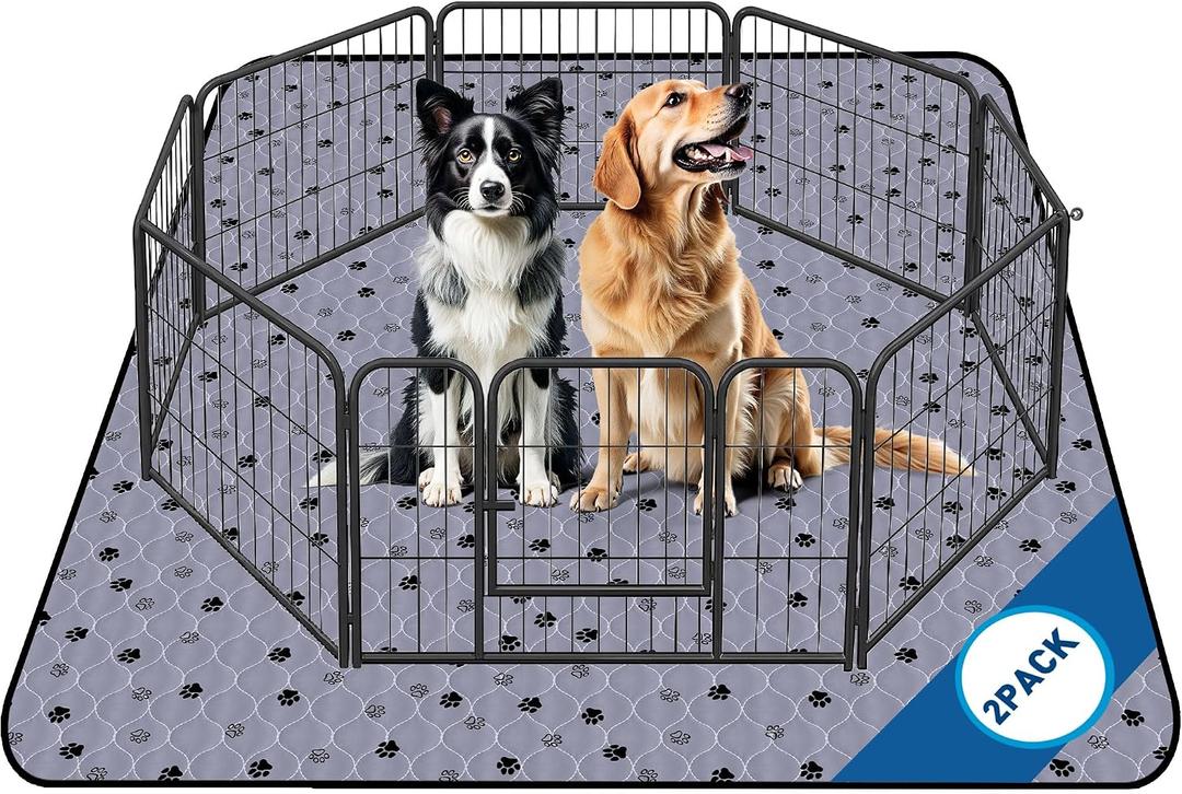 Fostanfly Non-Slip Washable Pee Pads for Dogs, 2 Pack Large 63"x63" Ultra-Absorbent and Leak-Proof Reusable Potty Training Pads for Dogs and Cats Puppy Pads