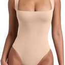 REORIA Butsmooth® Women’s Sexy Sleeveless Square Neck Double Lined Basic Bodysuit Tank Tops XL
